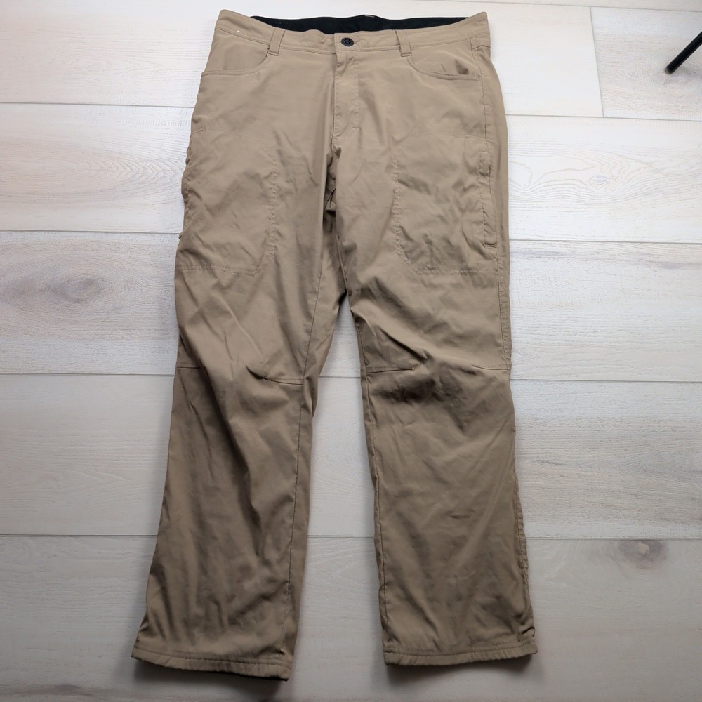 Orvis Fleece Lined Tech Pants Mens 36x30 Khaki Tan Nylon Spandex Outdoor 1525909